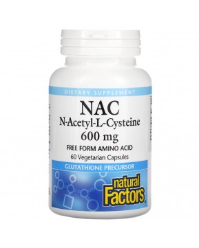 Natural Factors, NAC N-ацетил-L цистеин, 600 мг, 60 вегетарианских капсул Natural Factors, NAC N-ацетил-L цистеин, 600 мг, 60 вегетарианских капсул